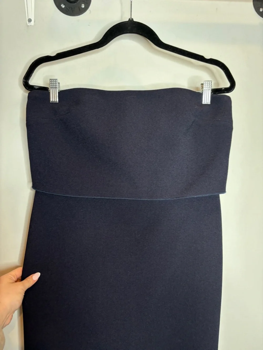 Dion Lee Strapless Laser Cut Fringe Dress Size 10 Navy